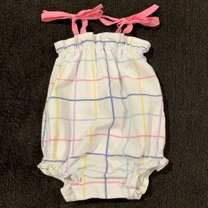 The Beaufort bonnet company pink tie sun suit bubble romper girls 12-18m GUC